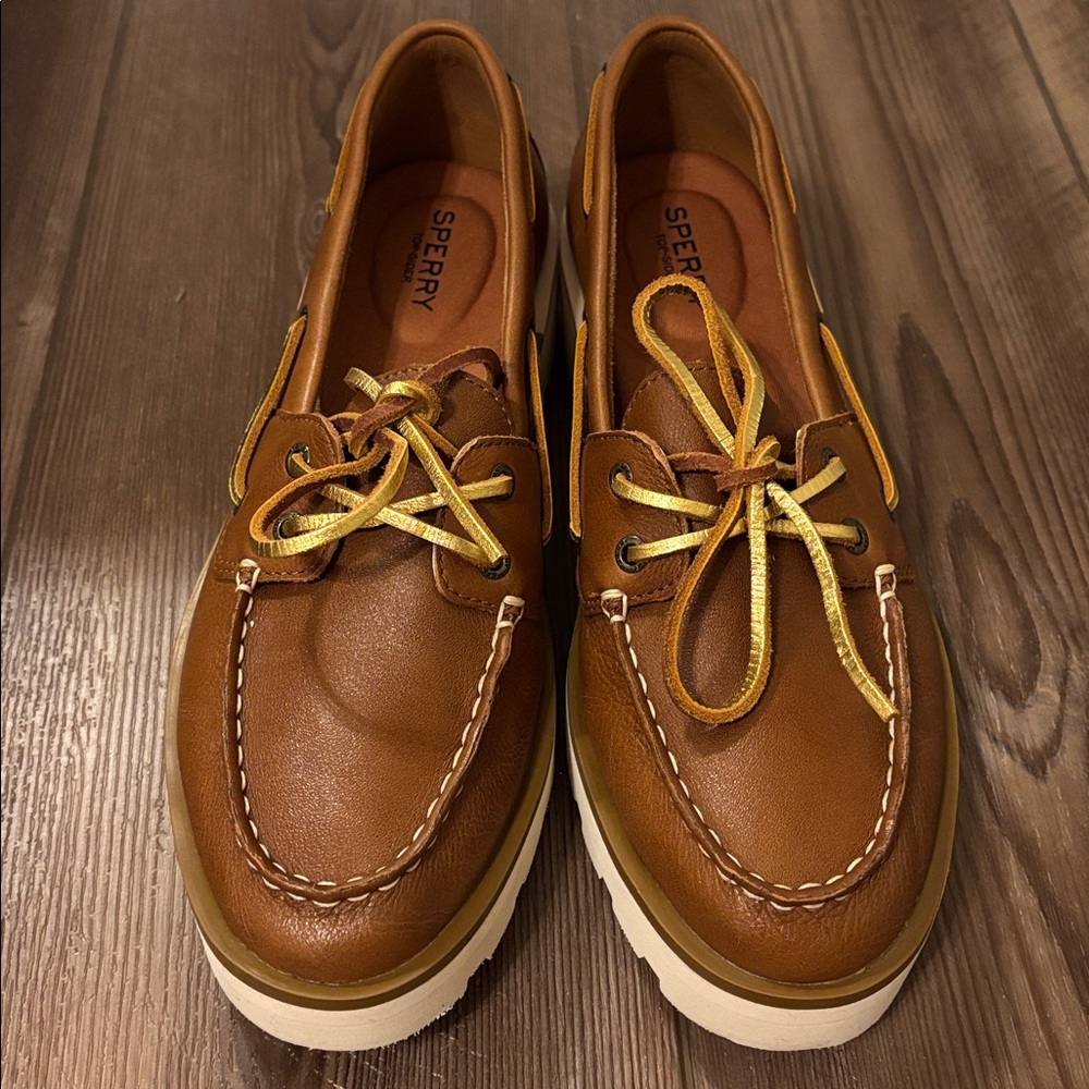 NIB Sperry chunky boat tan loafers in bronze - size 9.5 - Picture 4 of 6